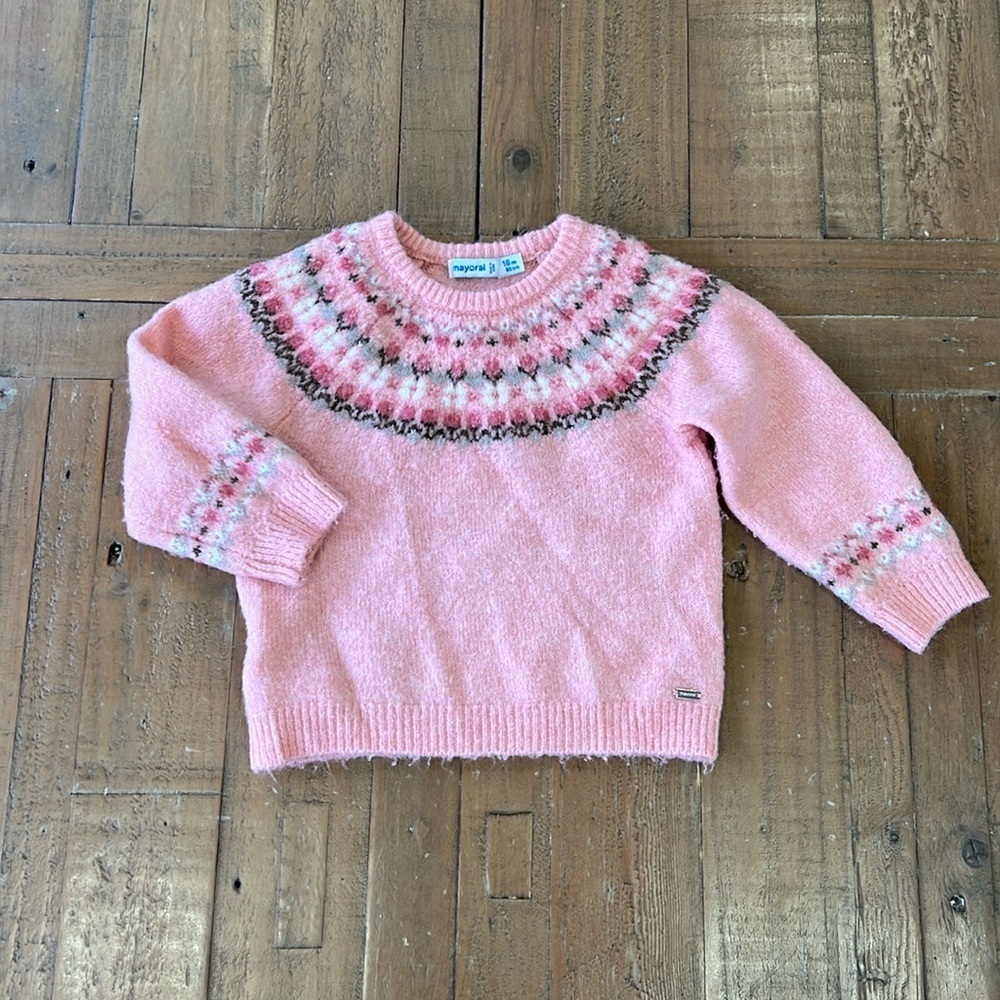 Mayoral pink fairisle knit sweater